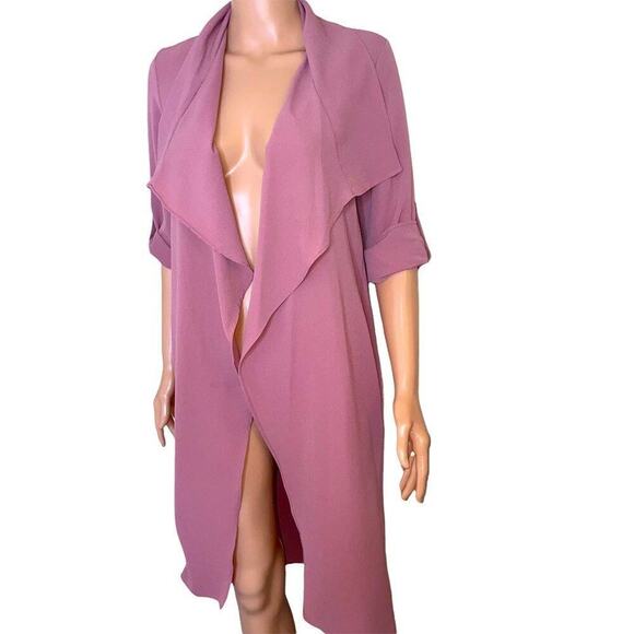 Charming Charlie cardigan mauve long open front lightweight SZ SM Polyester - Picture 2 of 14